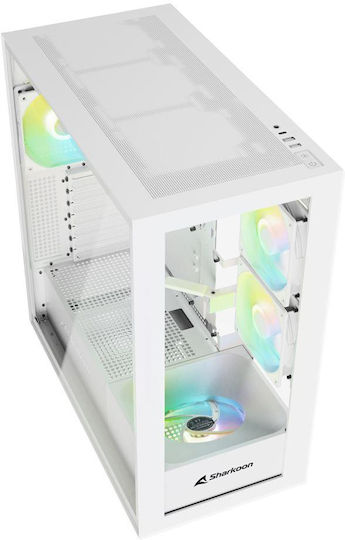 Sharkoon Rebel C60 RGB Gaming Midi Tower Computer Case with Side Window White