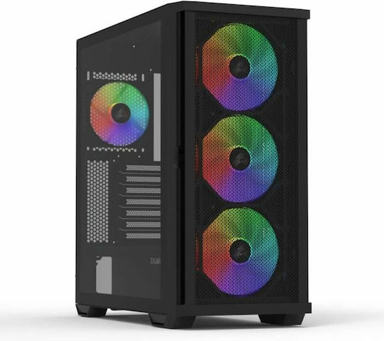 Zalman Z10 Plus Gaming Midi Tower Computer Case with Side Window and RGB Lighting Black