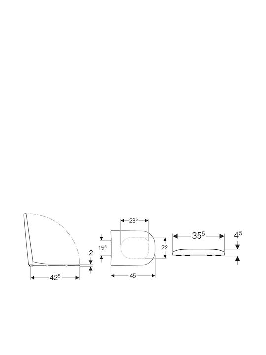 Geberit Smyle Καπάκι Λεκάνης Πλαστικό 35,5x45cm Λευκό