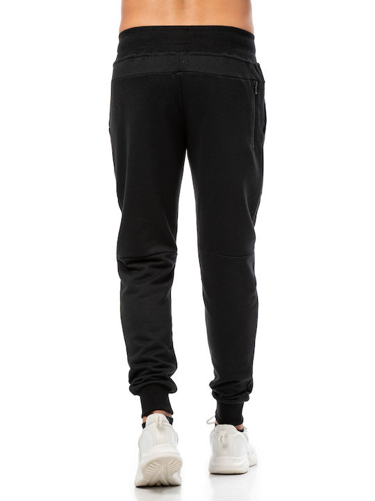 Three-strand Sweatpants with Elastic Black