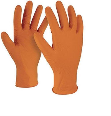 Kapriol Gloves for Work Disposable Orange Nitrile 1pcs