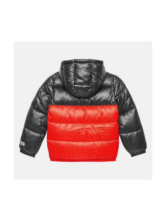 Guess Kids Quilted Jacket with Hood Red