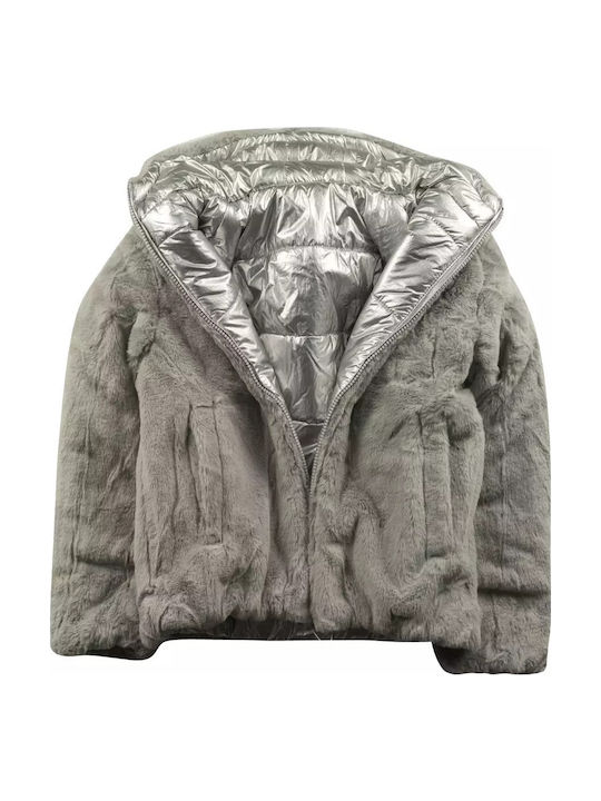 Kinder Freizeitjacke mit Kapuze Silber
