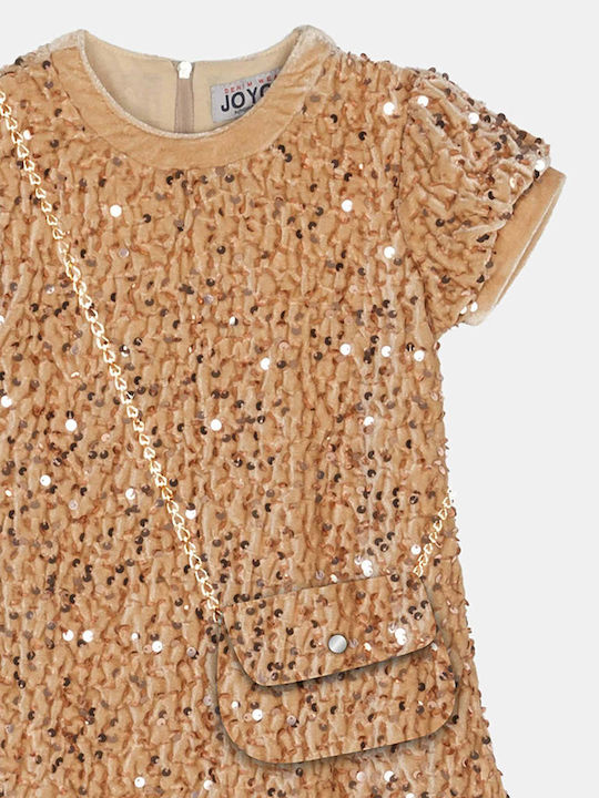 Joyce Kids Dress with Sequins beige