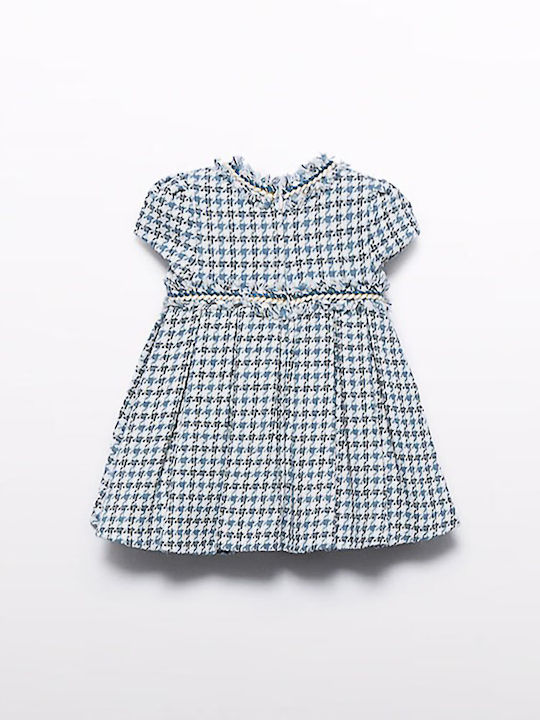 Abel & Lula Kids Dress Checked Black and White, Blue