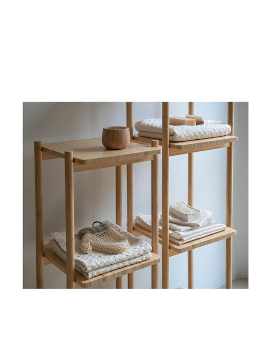 Andrea House Corner Wall Mounted Bathroom Shelf Bamboo 34x35x123cm Beige