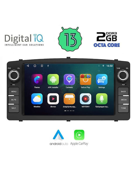 Digital IQ Car Audio System for Toyota Corolla 2000-2006 (Bluetooth/USB/AUX/WiFi/GPS/Apple-Carplay/Android-Auto) with Touch Screen 7"