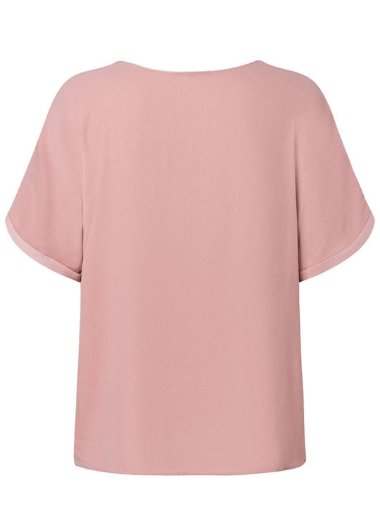 MORE & MORE Damen Bluse Kurzärmelig Pink