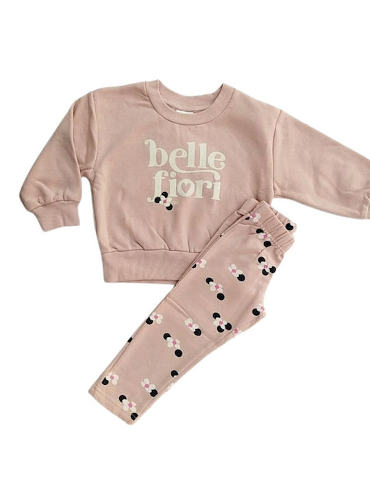 New College Kids Set with Leggings Winter 2pcs Powder Pink