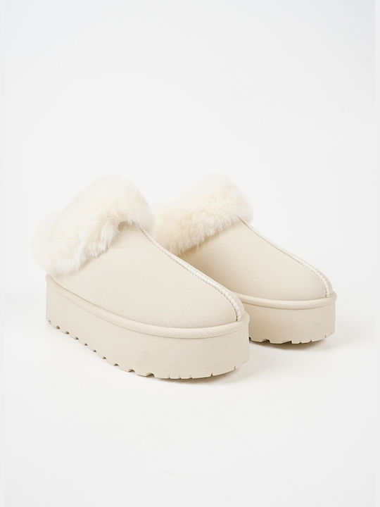 Piazza Shoes Winter Women's Slippers with fur in Beige color