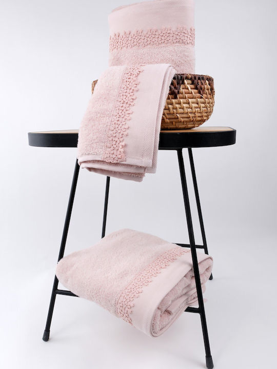 Liolios Home Bath Towel Set 3pcs Pink Weight 500gr/m²