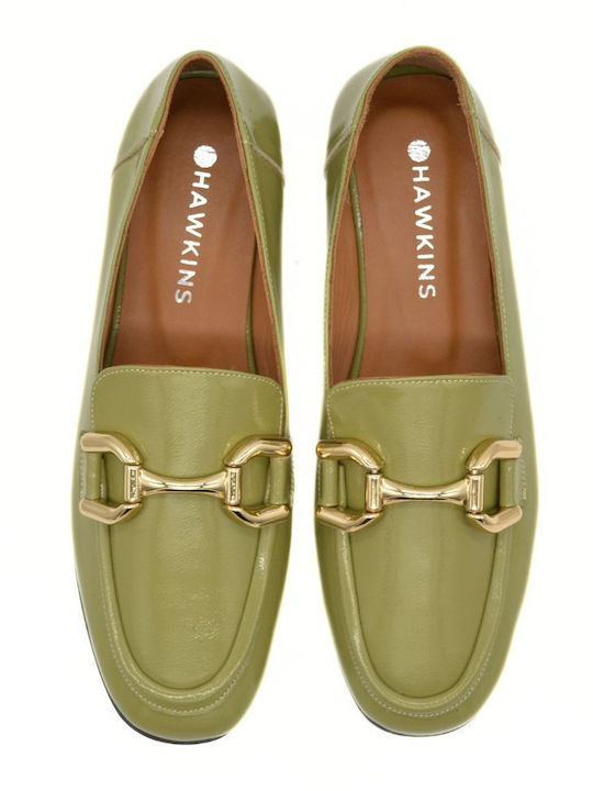 Hawkins Premium Leather Women's Loafers in Green Color