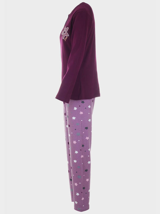 G Secret Winter Women's Pyjama Set Purple All Print