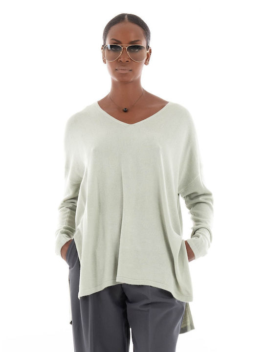 Only Amalia Women's Sweater with V Neckline Pale Green