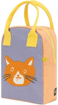 Eco-Friendly Lunch Bag Fluf Zipper Lunch Cat 100% GOTS-Certified Organic Cotton 28 x 20 x 12 cm