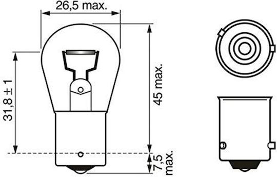 Bosch Λάμπες Αυτοκινήτου Pure Light Κίτρινο 12V 21W