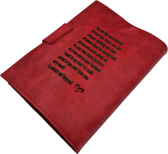 ByLeather Bloc Notes 150 Foi A5 cu Suport pentru Stilou Roșu