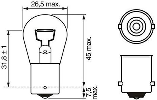 Bosch Lamps Car PURE LIGHT P21W / BA15S 12V 21W
