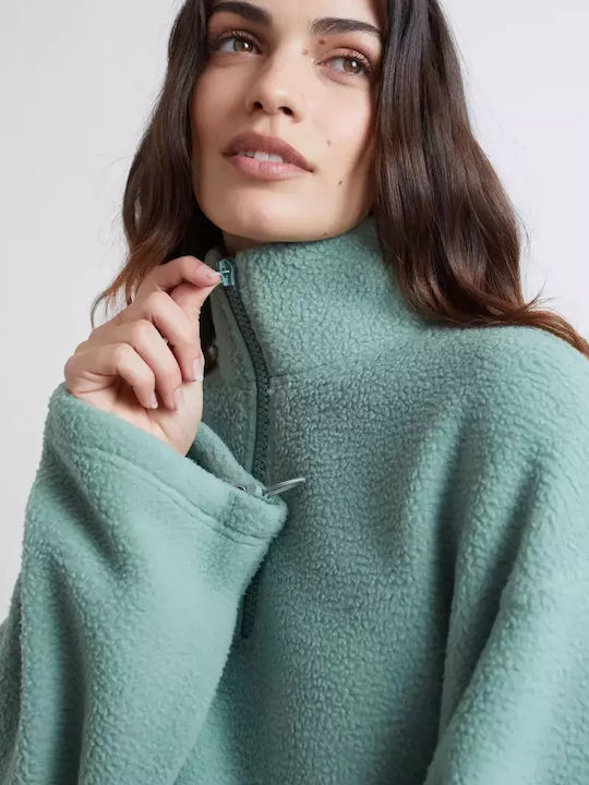 Winterlich Damen Bluse Langärmelig mit V-Ausschnitt Green 50794b