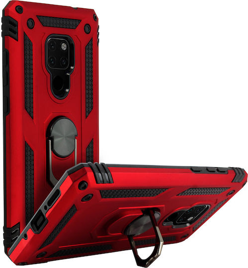 Huawei Mate 20 Case Bi Material Rigid Soft Magnetic Ring Stand Red