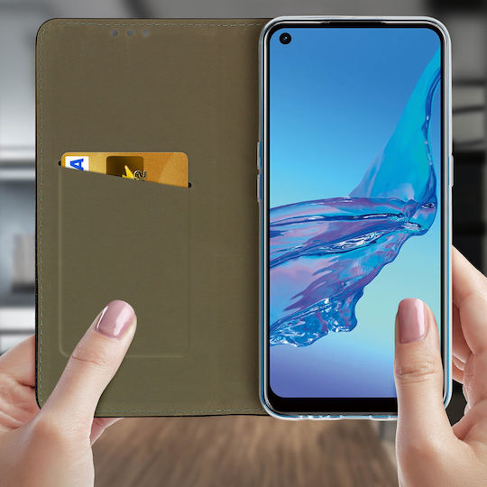 Калъф Folio за Oppo A53 A53s с магнитно покритие, държач за карти и стойка, черен