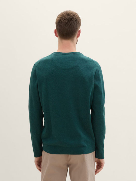 Tom Tailor Men's Sweater with V-Neck Green