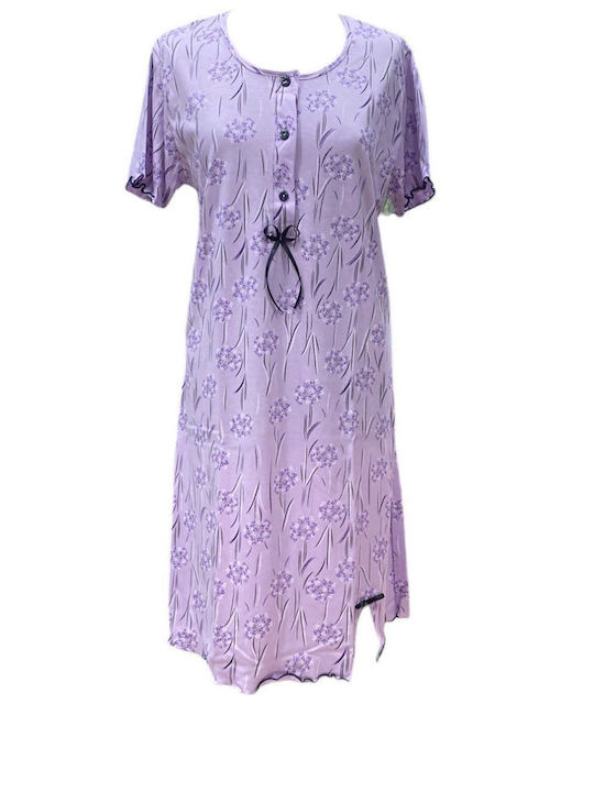 Nina Club Winter Cotton Women's Nightdress Lila