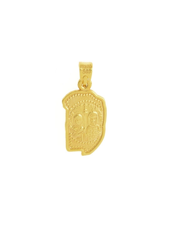 Senzio Belibasakis Halskette Doppelter Amulett aus Gold 14K