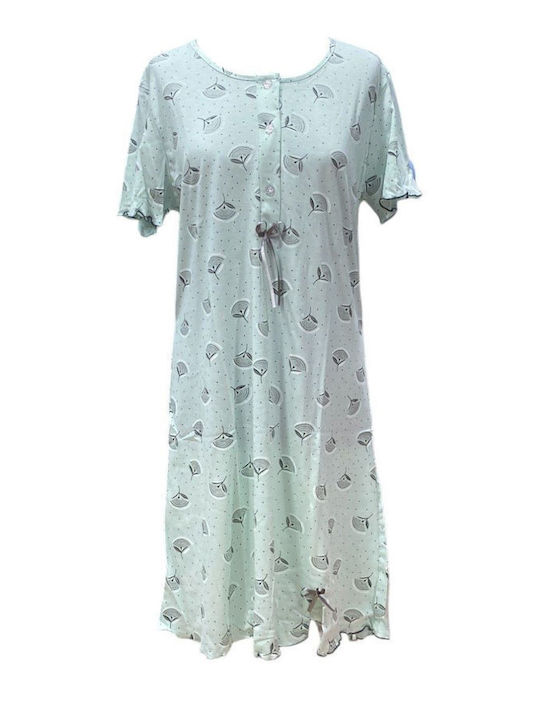 Nina Club Winter Cotton Women's Nightdress Mint