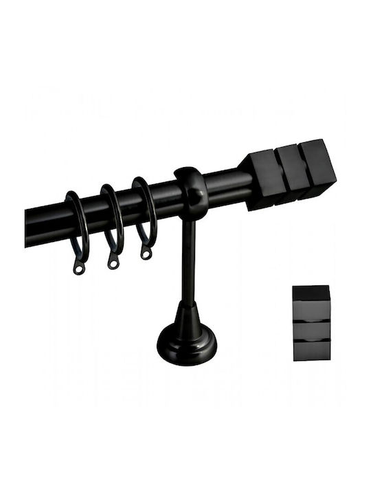 Import Hellas Metallic Curtain Pole Νο 2 Single Φ25mm 140cm Black Checkmate