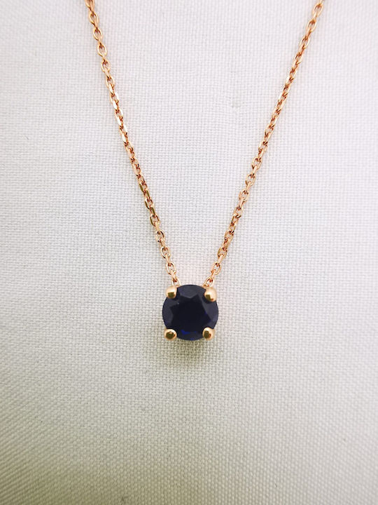 Kosmima1 Halskette Solitärring aus Roségold 14K mit Zirkon Marineblau
