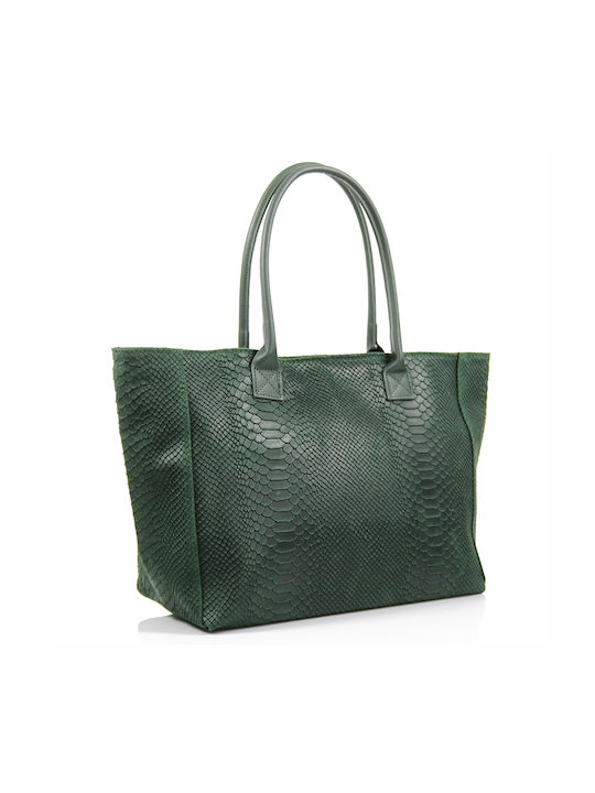 Passaggio Leather Leather Women's Bag Shopper Shoulder Green