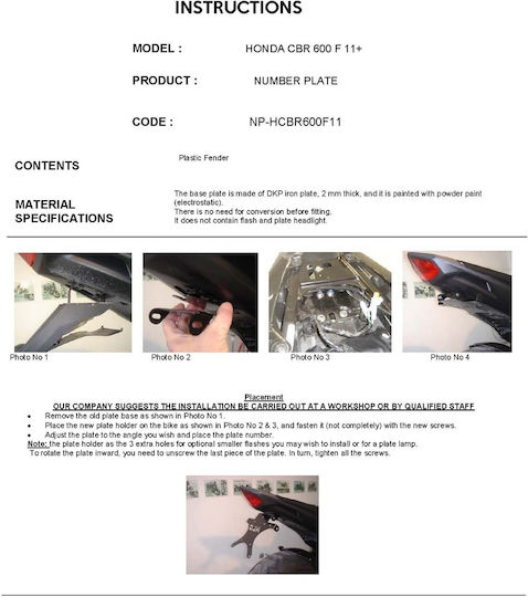 Moto Discovery Klappbar Motorrad-Kennzeichenhalterung