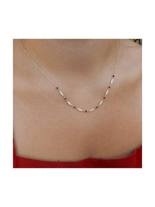 Art d or Necklace from White Gold 14K with Zircon