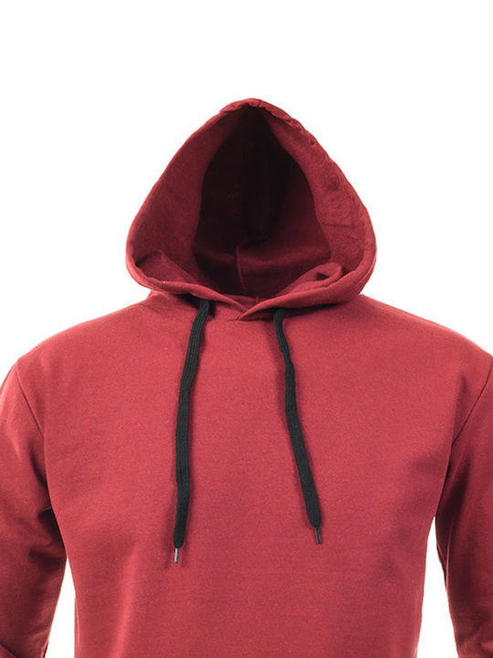 Panda Clothing Men's Sweatshirt with Hood and Pockets Burgundy