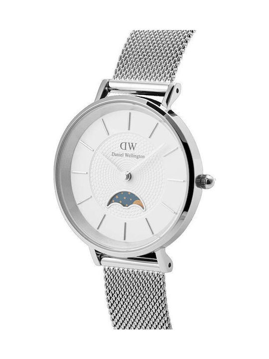 Daniel Wellington Petite Γυναικείο Ρολόι 32mm Μπαταρίας με Ασημί Μεταλλικό Μπρασελέ