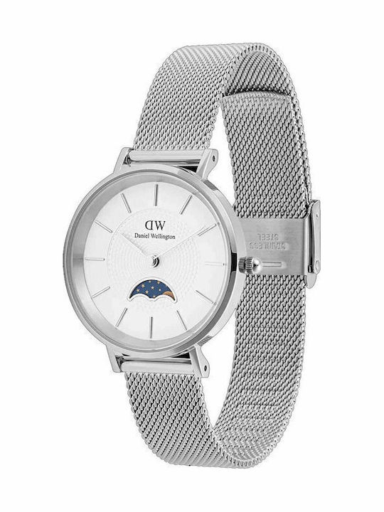 Daniel Wellington Petite Γυναικείο Ρολόι 32mm Μπαταρίας με Ασημί Μεταλλικό Μπρασελέ