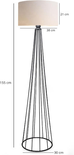 Pakketo Firdo I Floor Lamp H121xW38cm. with Socket for Bulb E27 Black