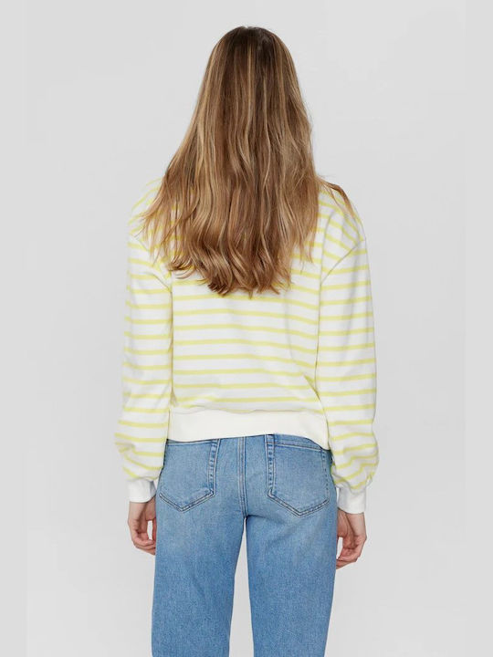 Numph Women's Sweater Cotton Striped Yellow