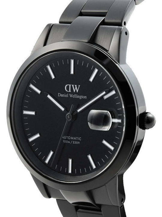 Daniel Wellington Link Ανδρικό Ρολόι 40mm Αυτόματο με Μαύρο Μεταλλικό Μπρασελέ