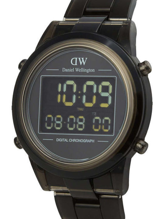 Daniel Wellington Retro Digital Ψηφιακό Ανδρικό Ρολόι 42mm Χρονογράφος Μπαταρίας με Γκρι Καουτσούκ Λουράκι