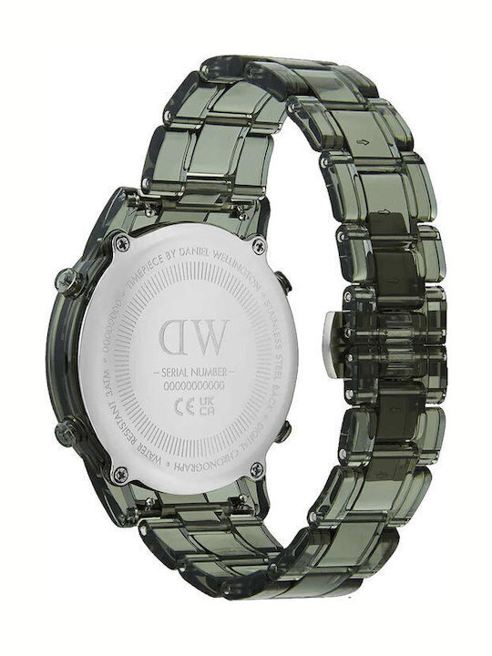 Daniel Wellington Digital Ceas Bărbătesc 42mm Cronograf Baterie cu Verde Curea din Cauciuc