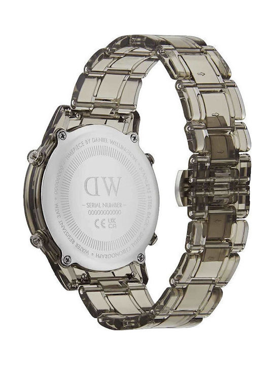 Daniel Wellington Ψηφιακό Ανδρικό Ρολόι 36mm Χρονογράφος Μπαταρίας με Γκρι Καουτσούκ Λουράκι