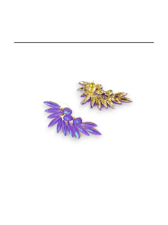 S4746 Women's Dangling Earrings Li-lo Lilac Crystal Stones