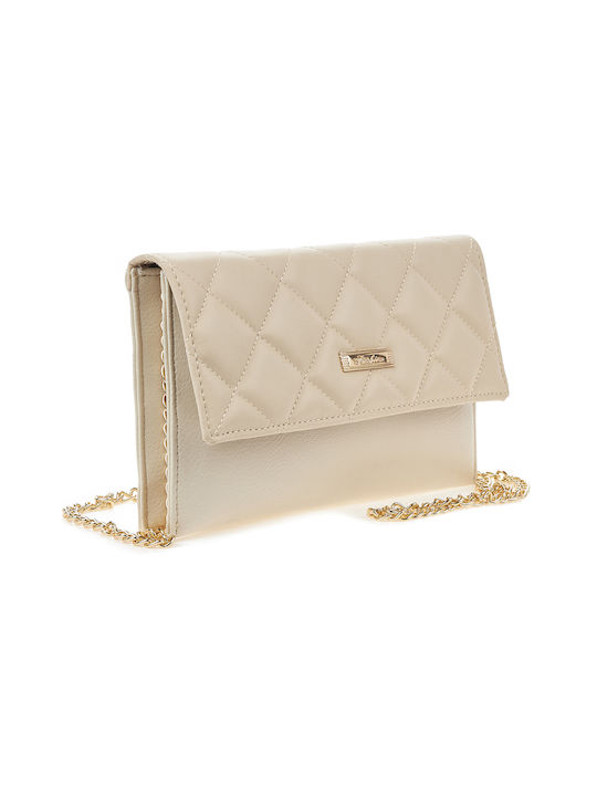 Sequoia Women's Crossbody Quilted Envelope Bag with Gold Chain V-113ch Florence Beige