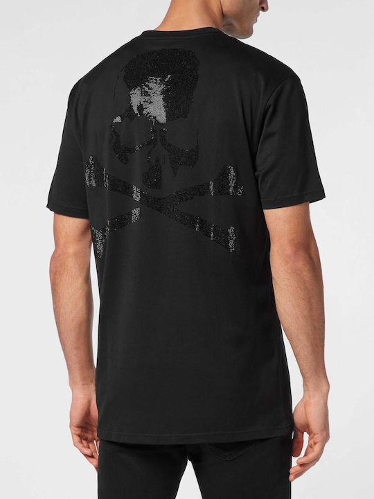 Philipp Plein T-shirt Bărbătesc cu Mânecă Scurtă Negru