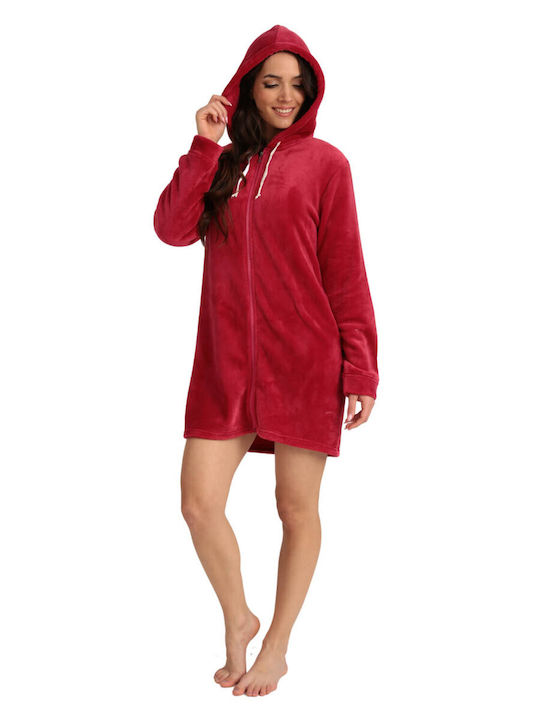 Lydia Creations Winter Women's Fleece Robe Red