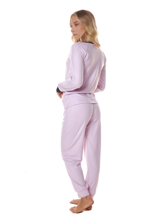 Comfort Winter Damen Pyjama-Set Lila