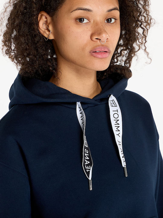 Tommy Hilfiger Boxy Logo Women's Hooded Sweatshirt Navy