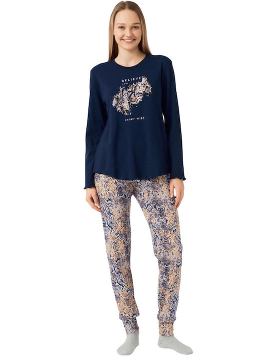 Minerva Winter Women's Pyjama Set Blue Marine Wild